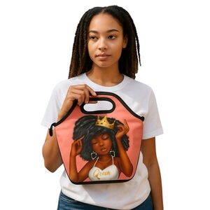 Colorful African Amercian Girl Design Reusable Tote Lunch Bags
